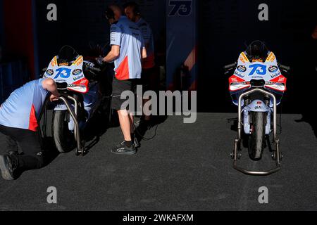 Doha, Katar. Februar 2024. 19. Februar 2024, Losail International Circuit, Doha, MotoGP Testfahrten in Katar 2024, im Bild das Motorrad von Alex Marquez aus Spanien, Gresini Racing Credit: dpa/Alamy Live News Stockfoto