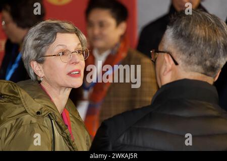 Paris, Frankreich. Februar 2024. Sandrine Rousseau nimmt an der Eröffnungszeremonie des chinesischen Neujahrs Teil. Stockfoto