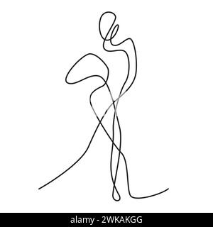 Durchgehende Linie oder eine Linienzeichnung einer weiblichen Silhouette. Stock Vektor