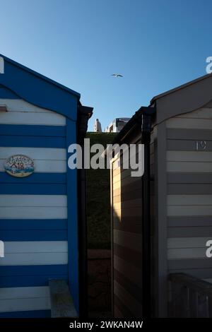 Strandhütten, Gorleston-on-Sea, Norfolk, England Stockfoto