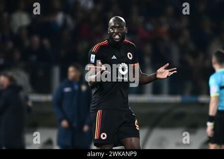 Romelu Lukaku von AS Roma Gesten während des Spiels Der Serie A zwischen Frosinone Calcio und AS Roma im Stadio Benito Stirpe Frosinone Italien am 18. Februar Stockfoto