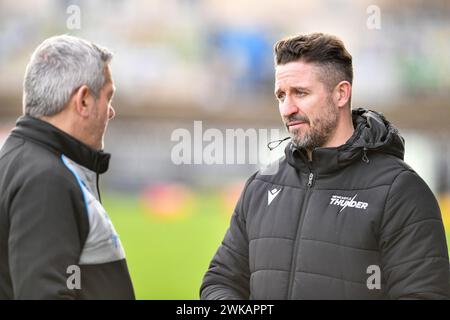 Featherstone, England - 18. Februar 2024 - Chris Thorman Trainer von Newcastle Thunder. Rugby League 1895 Cup, Newcastle Thunder gegen Wakefield Trinity im Millenium Stadium, Featherstone, UK Dean Williams Stockfoto
