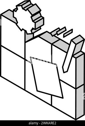 Abbildung des Isometrischen Symbols zum Zerlegen der Kachel Stock Vektor