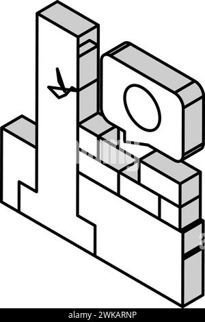 Isometrische Symbolvektorgrafik für schwere Fundamente unter Graden Stock Vektor