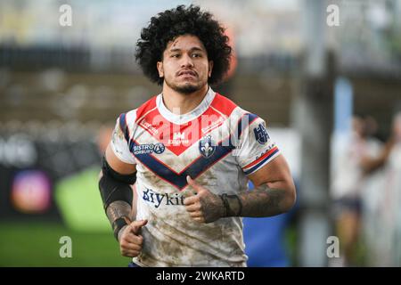 Featherstone, England - 18. Februar 2024 - Renouf Atoni von Wakefield Trinity. Rugby League 1895 Cup, Newcastle Thunder gegen Wakefield Trinity im Millenium Stadium, Featherstone, UK Dean Williams Stockfoto