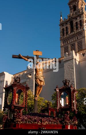 Passage des Christus der Stiftung der Bruderschaft der Negritos, Karwoche in Sevilla Stockfoto