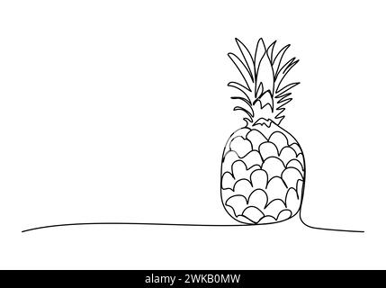 Ananas einzeilige Zeichnung Vektorillustration. Stock Vektor