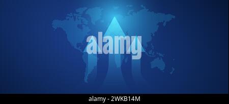 Digitale Pfeile des Unternehmenswachstums auf dunkelblauem Hintergrund. Das Konzept einer gezielten Richtung zum Erfolg. Stock Vektor