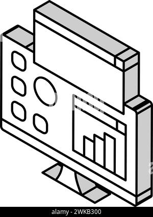 Isometrische Symbolvektorgrafik für Desktop-Anwendungen Stock Vektor