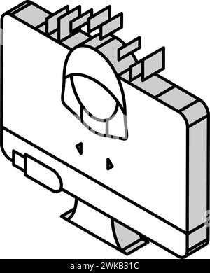 Isometrische Symbolvektorgrafik der gehackten Software Stock Vektor