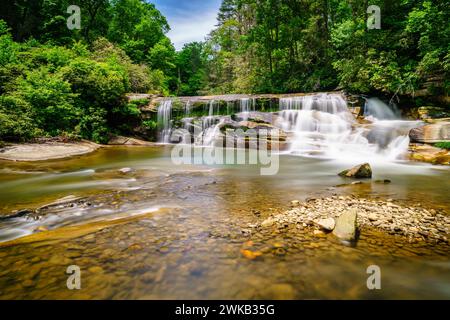 Langzeitbelichtungsbild des Wasserfalls in North Carolina Stockfoto