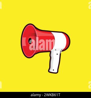 Isolierte Megaphon-Vektorillustration auf gelbem Hintergrund. Flaches Symbol für Ansage für Sprache, Ansage, Geschäftsförderung, Kommunikation. Stock Vektor