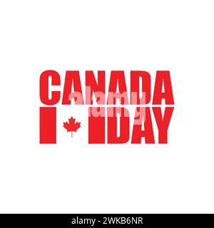 Canada Day Schriftzug Logo mit Kanada Flagge Vektor Illustration Stock Vektor