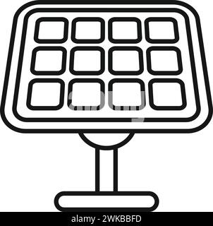 Array-Solarmodul-Symbol-Konturvektor. Heizgitter Sonne. Thermozelle des Controllers Stock Vektor