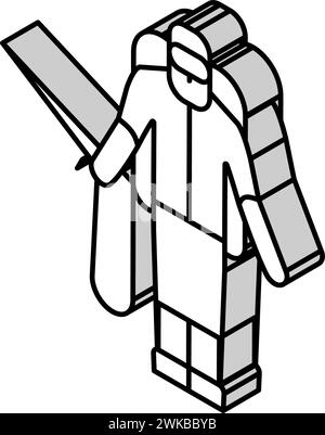 Isometrische Isometrie-Symbol-Vektor-Illustration des Sprayer man Stock Vektor
