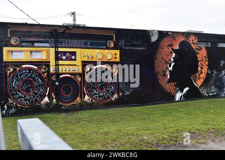 Wandgemälde im Wynwood Art District in Miami, FL33127, USA. Stockfoto