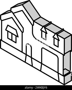 französische Landhaus Isometrie Iconvektor Illustration Stock Vektor