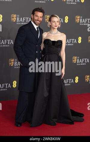 London, Großbritannien. Februar 2024. Bradley Cooper und Carey Mulligan nehmen an den 77. EE BAFTA Film Awards, Arrivals, 2024 in der Royal Festival Hall in London, Großbritannien, Teil. Quelle: S.A.M./Alamy Live News Stockfoto