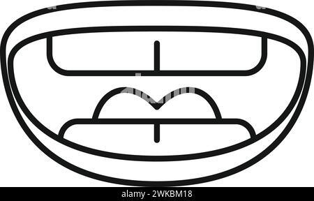 Konturvektor des Symbols für die verbale Artikulation. Kognitive Motorik. Behandlungsprozess oral Stock Vektor