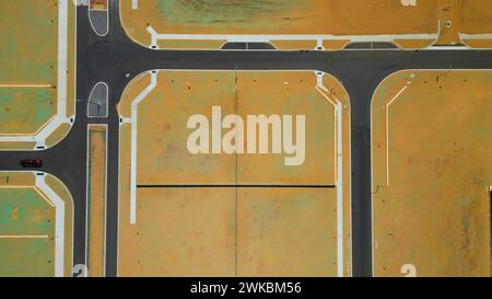 Luftaufnahme eines im Bau befindlichen neuen Wohnhauses Stockfoto