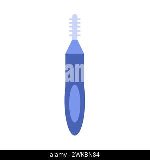 Interdentalzahnbürste oder Zahnseidenstocher mit blauer Kunststoffgriff-Vektor-Illustration Stock Vektor