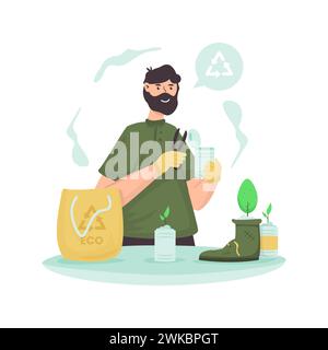 Verkleinerung, Wiederverwendung, Recycling der Vektorgrafik für die Umweltpflege Stock Vektor