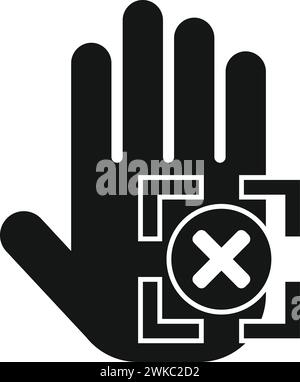 Symbol für abgelehntes Palm-Scannen einfacher Vektor. Sozialsystem. Signatur scannen Stock Vektor