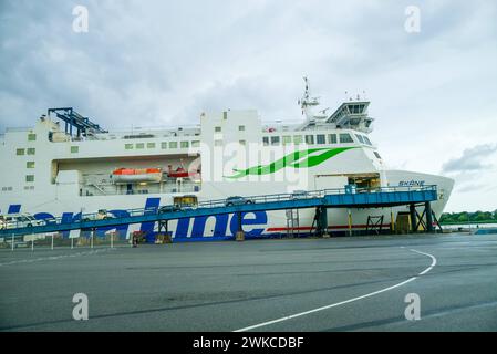 rostock, deutschland, 19. juli 2023, Fährschiff stena Line im Hafen *** rostock, deutschland, 19. juli 2023, fährschiff der stena line im hafen Copyright: XWolfgangxSimlingerx Stockfoto