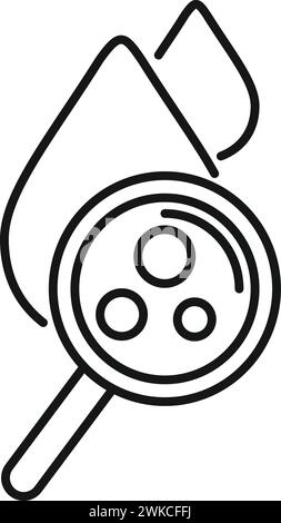 Konturvektor des Symbols für die Blutkörperuntersuchung. Patientenklinik. Resonanzmaschinenlabor Stock Vektor