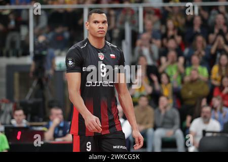 Sosnowiec, Polen. Februar 2024. Stephen Boyer von Asseco Resovia wurde während des Volleyballspiels 2024 zwischen Aluron CMC Warta Zawiercie und Asseco Resovia Rzeszow in Hall (ArcelorMittal Park) gesehen. Endergebnis; Aluron CMC Warta Zawiercie 2:2 (2:3) Asseco Resovia Rzeszow Credit: SOPA Images Limited/Alamy Live News Stockfoto