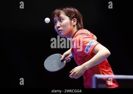 MIU Hirano (JPN), 19. FEBRUAR 2024 - Tischtennis : ITTF World Team Table Tennis Championships Finals Busan 2024 Women's Team Group Stage im BEXCO Convention Centre, Busan, Südkorea. (Foto: YUTAKA/AFLO SPORT) Stockfoto