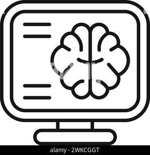 Konturvektor des Symbols für den Monitor des Gehirns. mrt-Labor scannen. Die Allgemeinklinik des Körpers Stock Vektor