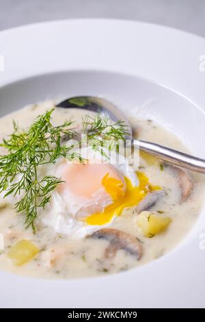 Typisch tschechische Kulajda-Suppe Stockfoto