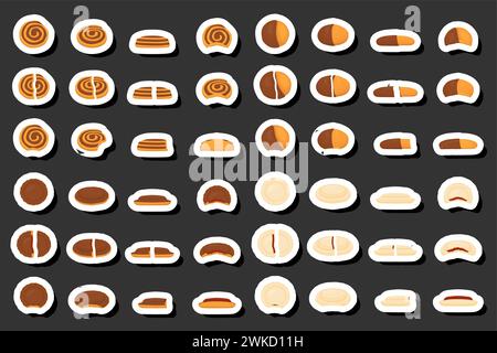 Illustration zum Thema frischer süßer leckerer Keks bestehend aus verschiedenen Zutaten, Keks verschiedener essbarer Lebensmittel, Design-Keks diese coole Mahlzeit für Re Stock Vektor