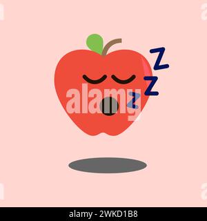 Kunst Illustration Zeichen Logo Vektor Symbol Symbol Kawaii Maskottchen Kritzelei Emoji Früchte des roten Apfels Stock Vektor