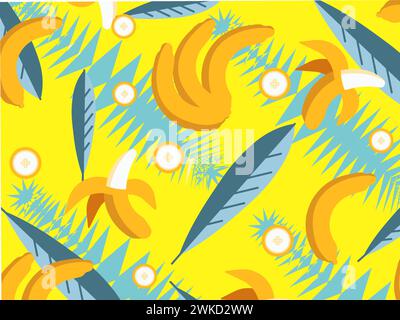 Kunst Illustration Hintergrundmuster nahtlose Icon Symbol Logo Tapete von Bananenfrüchten Stock Vektor