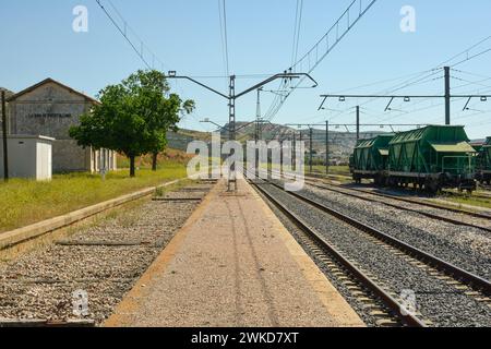 Kohletransport im Bahnhof La Nava, Puertollano Stockfoto