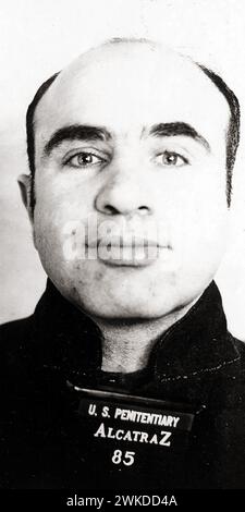 Ein Fahnenfoto von Al Capone im jetzt geschlossenen Alcatraz Bundesgefängnis in Kalifornien. 1934 Stockfoto