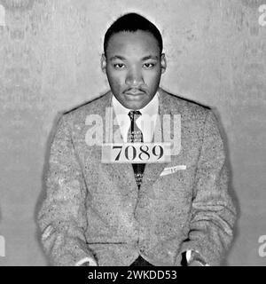 Martin Luther King Jr Mug Schuss - verhaftet während der Busboykotts von Montgomery, Alabama, USA, Februar 1956 Stockfoto