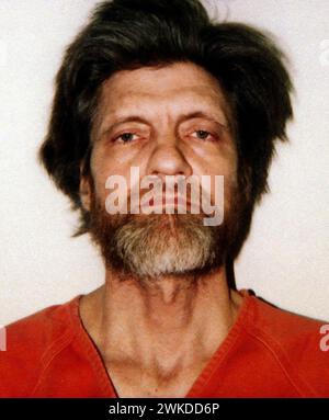 Becheraufnahme des Unabombers, Theodore Kaczynski. Foto vom FBI 1996 Stockfoto