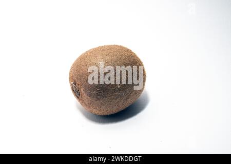 Ganze Kiwi-Frucht Nahaufnahme isoliert auf weißem Hintergrund Stockfoto