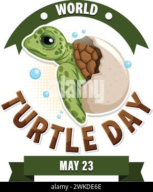 Niedliche Schildkrötengrafik für den World Turtle Day Stock Vektor