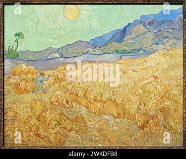 Wheatfield mit einem Reaper (1889) von Vincent van Gogh (1853–1890) Stockfoto