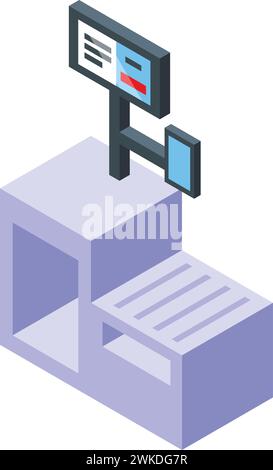 Symbol des Gerätewagens isometrischer Vektor. Kassierer-Self-Service. Gerätescanner Stock Vektor