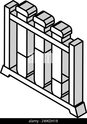 Abbildung des isometrischen Symbols für das Reagenzglasgestell Stock Vektor