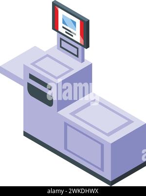 Isometrischer Vektor des Self-Service-Symbols des Geräts. Zentralengerät. Selbstscan-Produkt Stock Vektor