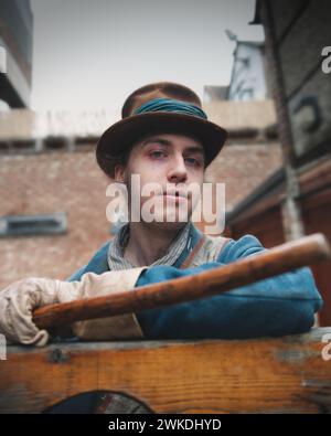Worcester, Großbritannien. Februar 2024. Die Ragged Victorians (The Great Unwashed)-Reenactment-Gruppe nimmt als Teil von Living History 2024 Teil Stockfoto