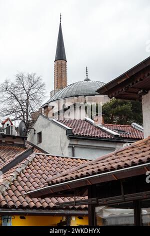 Bascarsija ist Sarajevos alter Basar und das historische Zentrum der Stadt, erbaut im 15. Jahrhundert, als Isa Beg Ishakovic die Stadt gründete. Stockfoto