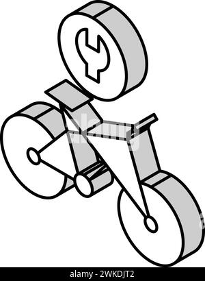 Isometrische Symbolvektorillustration für komplexe Fahrradreparatur Stock Vektor