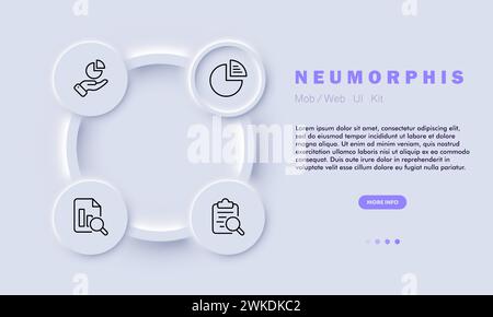 Symbol für Forschungslinie. Wissensvermittlung, Erziehung, Lesen, Lernen. Neomorphismusstil. Vektorlinien-Symbol für Unternehmen und Werbung. Stock Vektor